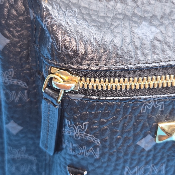 MCM Black and Gold Studded Backpack